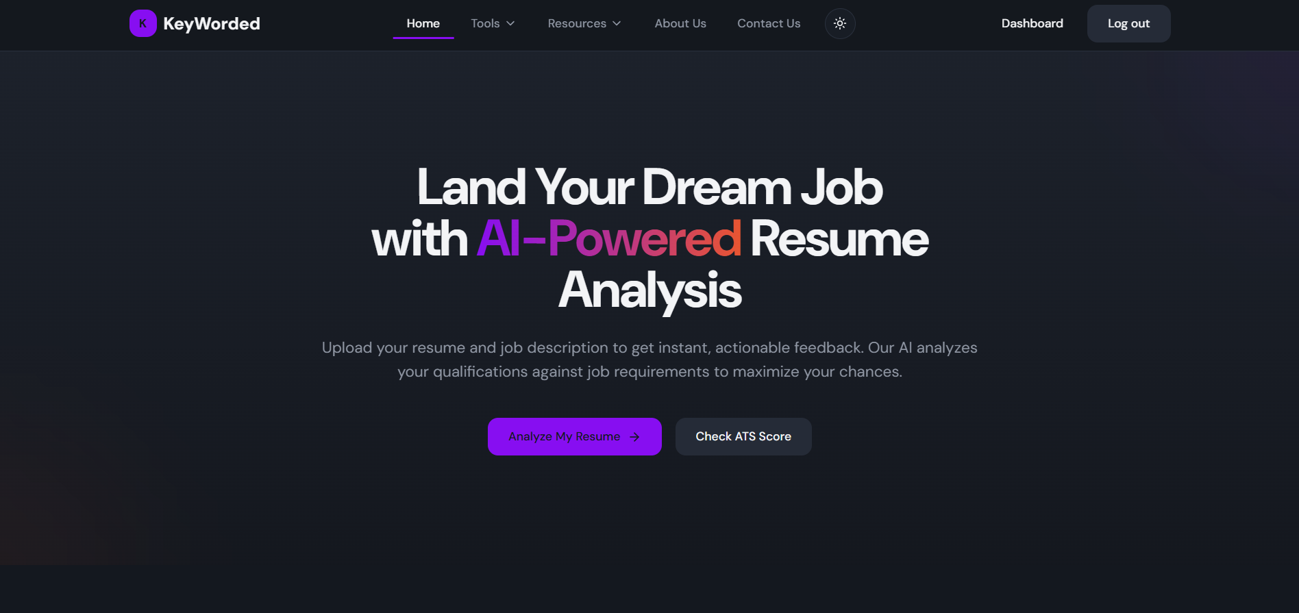 KeyWorded resume analyzer interface